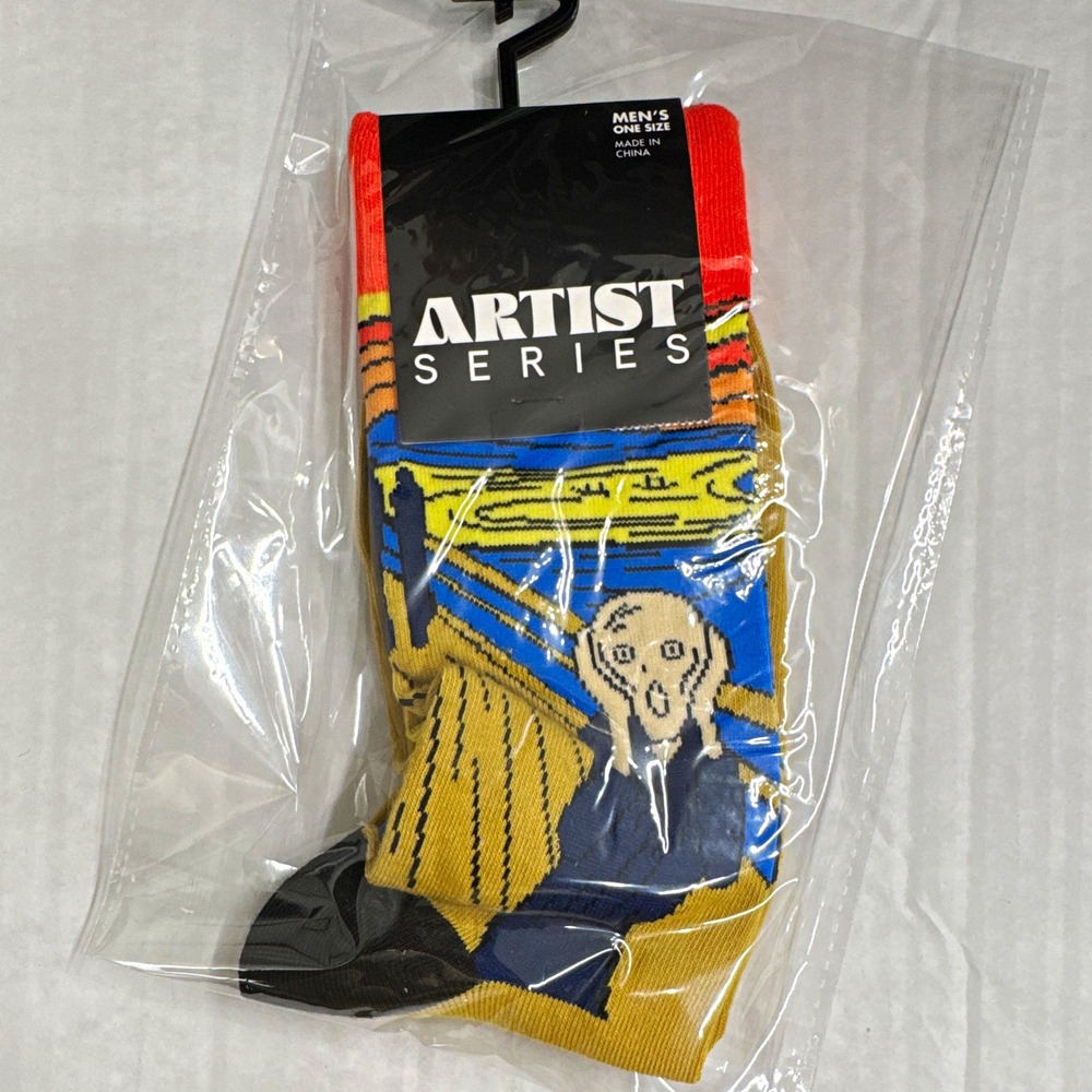Artist Series The Scream Graphic Print Crew Socks Mens One Size 1 Pair